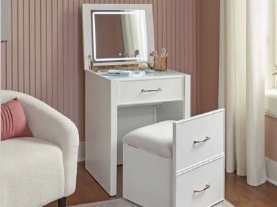 Costco Odessa Lift-top Vanity with LED Lighted Mirror and stool