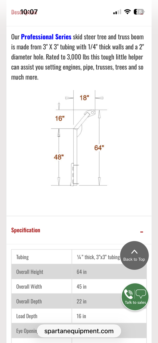 Skid steer tree, boom, crane lift