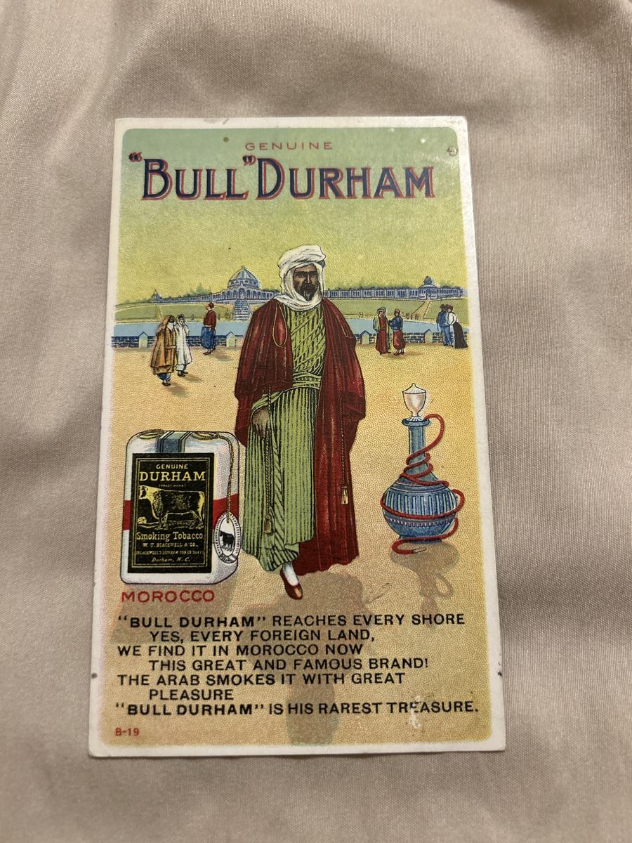 Rare Vintage Bull Durham Tobacco Advertising Trade Card - Morocco Theme, Original 1800s Era Collectible