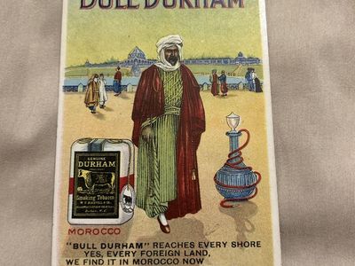 Rare Vintage Bull Durham Tobacco Advertising Trade Card - Morocco Theme, Original 1800s Era Collectible