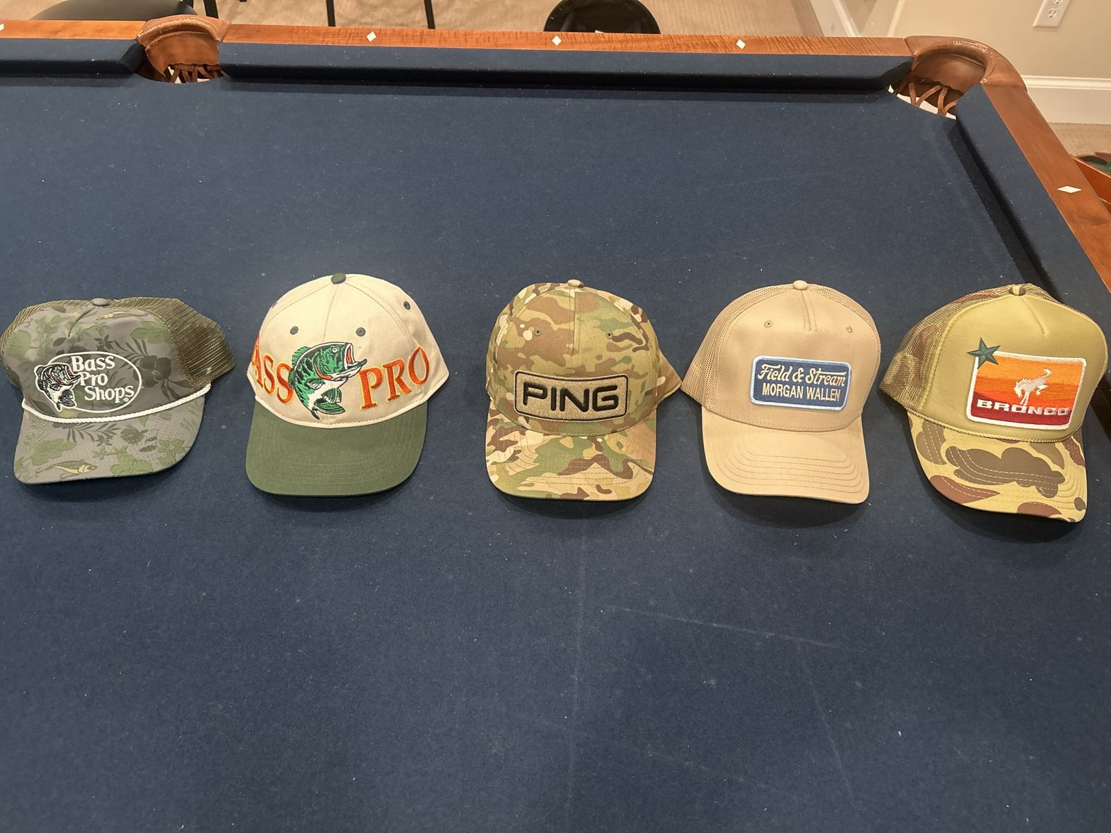 Assorted Camo & Earth Tone Trucker Hats - Bass Pro Shops, Ping, Field & Stream, Bronco