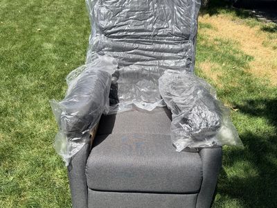 Unbranded Gray Fabric Recliner Chair w/ Cup Holders & Side Pockets, 350lb Weight Capacity