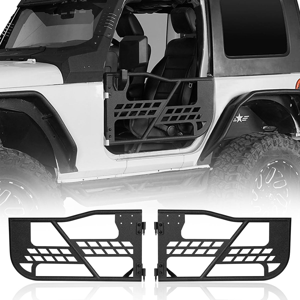 Tube Half Door Guards & Mirrors 2007-2018 Jeep Wrangler JK (2-Door)