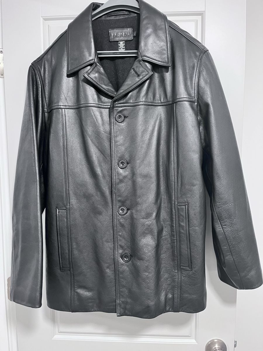 J.Crew Leather Jacket Size: Large Men’s-Wool‑Lined – Vintage Style
