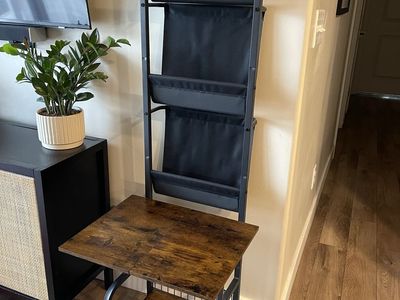 Industrial Style Vinyl Record Storage Rack & Side Table