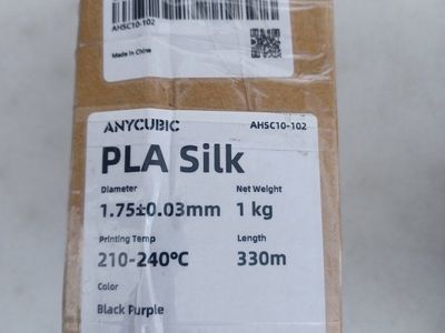 Anycubic PLA Silk 3D Printer Filament - 1.75mm Black Purple 1kg (330m)