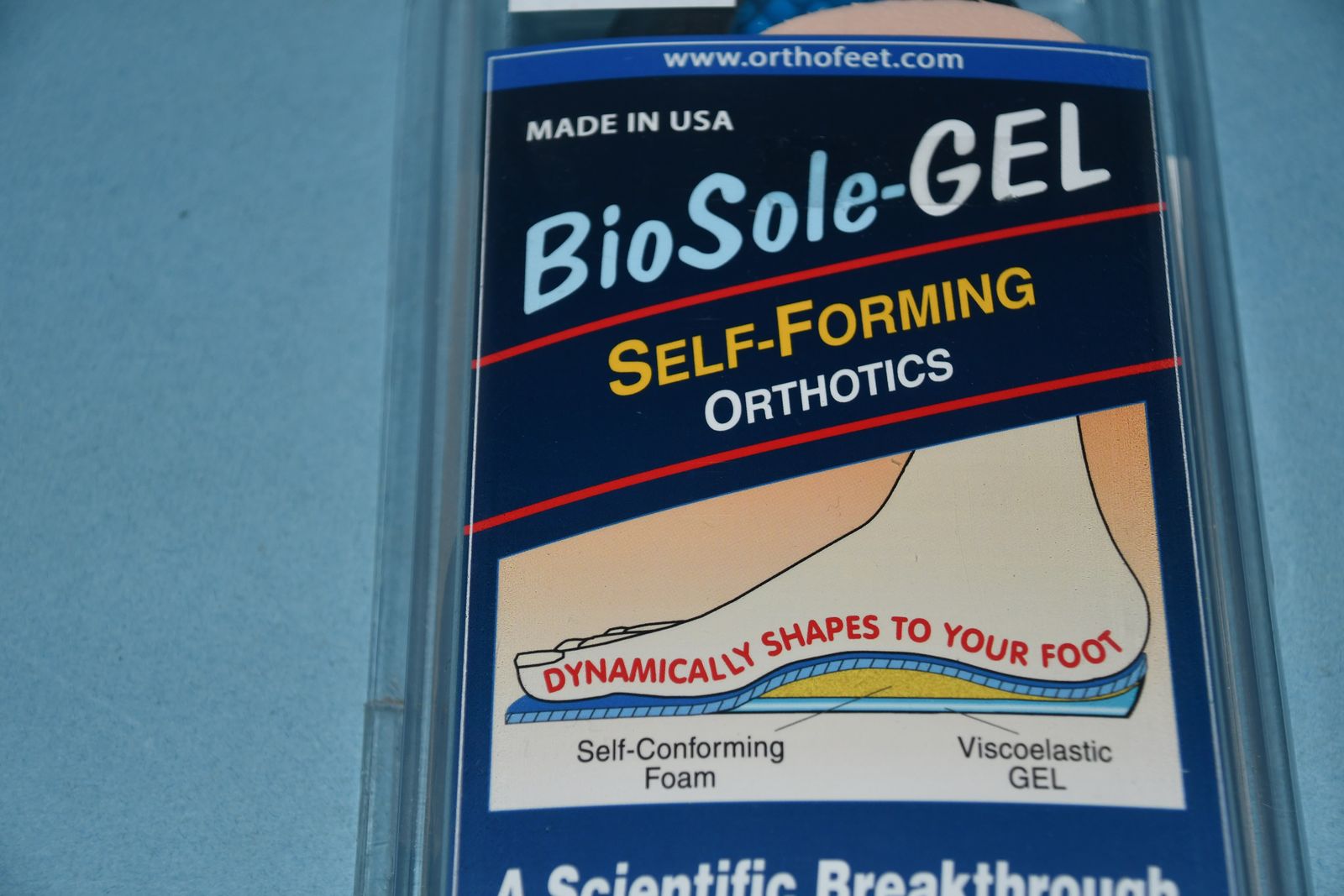 NEW, SEALED ~ MEN'S BIO-SOLE GEL SELF FORMING ORTHOTICS for FEET ~ SIZE 10-10 1/2 ~ RELIEVES PAIN ~ ORTHO-FEET