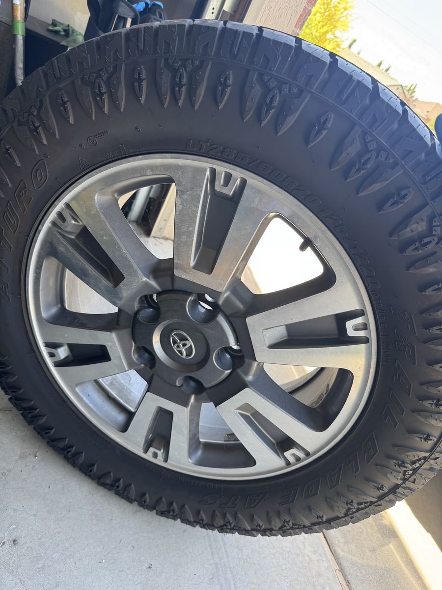 2021 Toyota Tundra OEM rims with All Terrain tires(4).  LT285/60R20