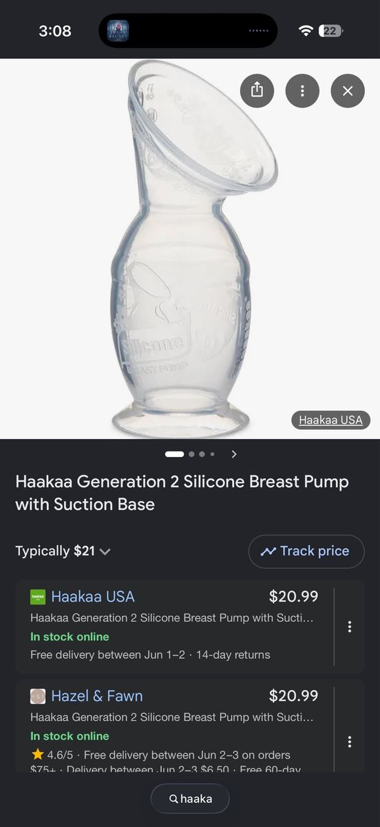 Haakaa Generation 2 Silicone Breast Pump with Suction Base - Manual Breast Milk Collector