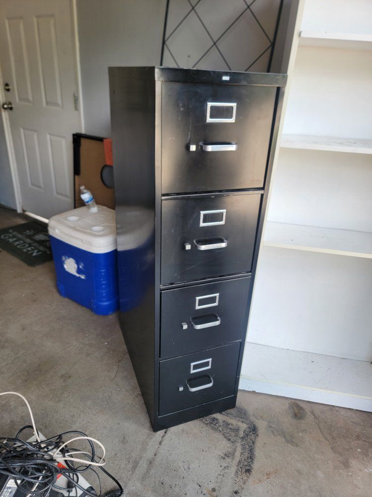 Black 4-Drawer Metal File Cabinet - Office Storage