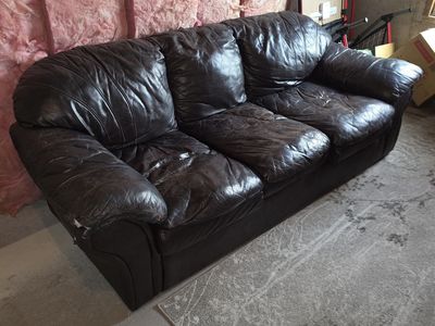 Leather Couch - super comfy! And two matched endtables.