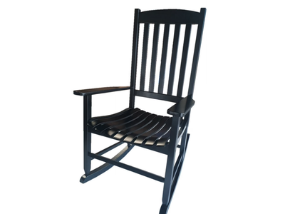 New in Box Outdoor Wood Porch Rocking Chair, Black Weather Resistant Finish