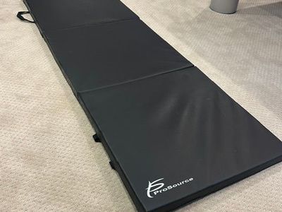ProSource Black Folding Exercise Mat 6ft x 2ft x 2in with Handles, Gymnastics Yoga Fitness Mat