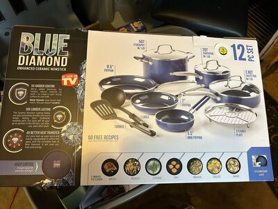 New Blue Diamond 12 Piece Nonstick Cookware Set