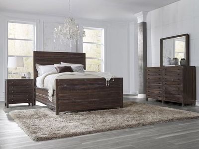 NEW COSTCO 5-PIECE KING BED FRAME & DRESSER w/ MIRROR SET