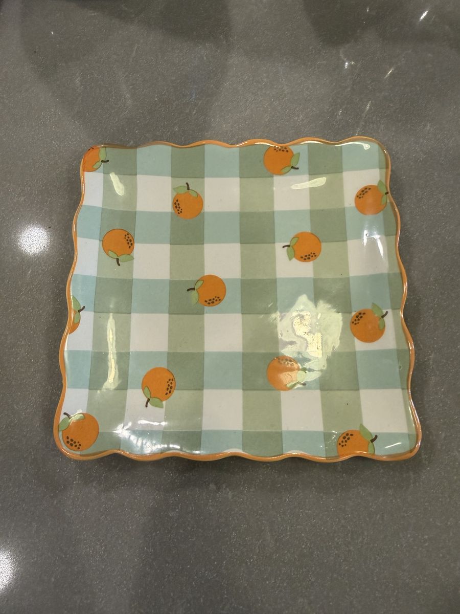 Target Orange Gingham Ceramic Tray / Dish