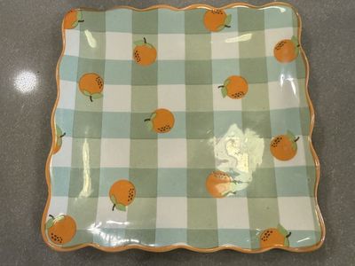 Target Orange Gingham Ceramic Tray / Dish