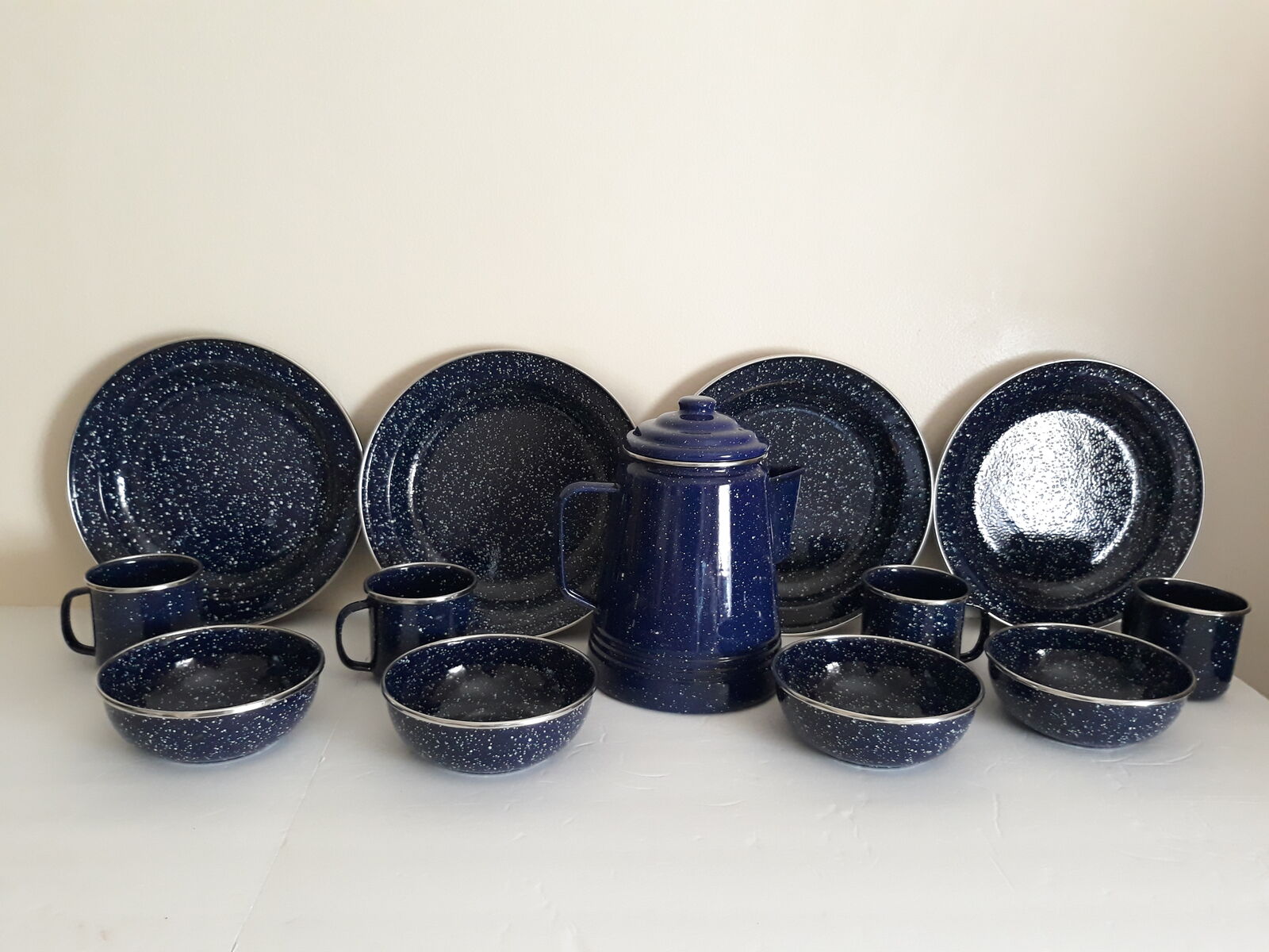 Very nice set of enamelware dishes for camping or home use