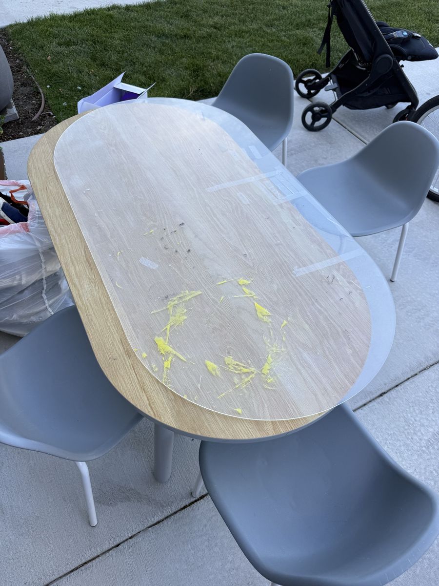 Crate & Barrel Kids Table, chairs and cover