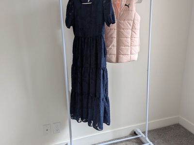 White Metal Rolling Garment Rack