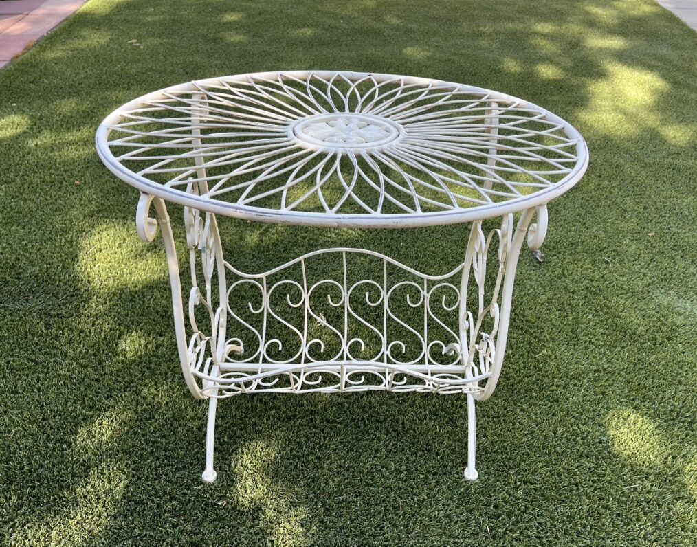 Beige Metal Magazine/Balcony/GardenTable