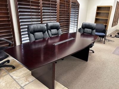 Large Conference Room Table, Dark Wood Finish, 96"L x 42"W x 29.5"H, Excellent Condition