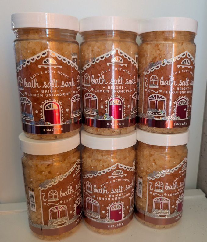 New! 6 x Bath & Body Works Bright Lemon Snowdrop Bath Salt Soak 8oz