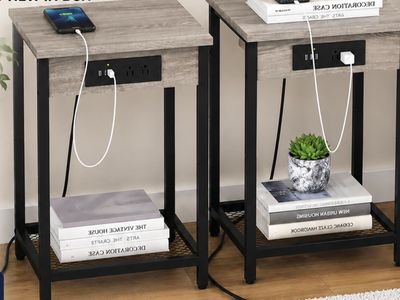 End Tables with Built-In Charging Station (Set of 2)