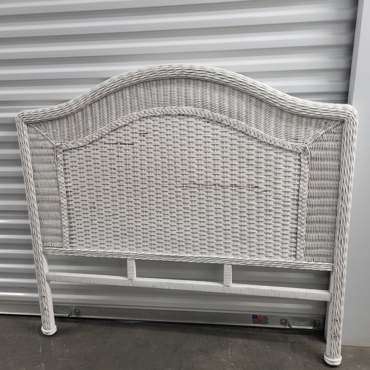 White Wicker full Size Headboard - Arched Top, Coastal/Farmhouse Style