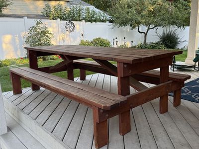 Large Solid Wood Picnic Table – Heavy Duty