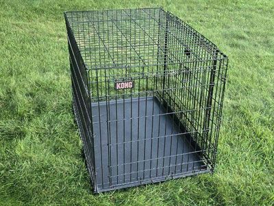 XL 42" Kong Metal Dog Kennel Crate Cage Folds 2 Doors Travel