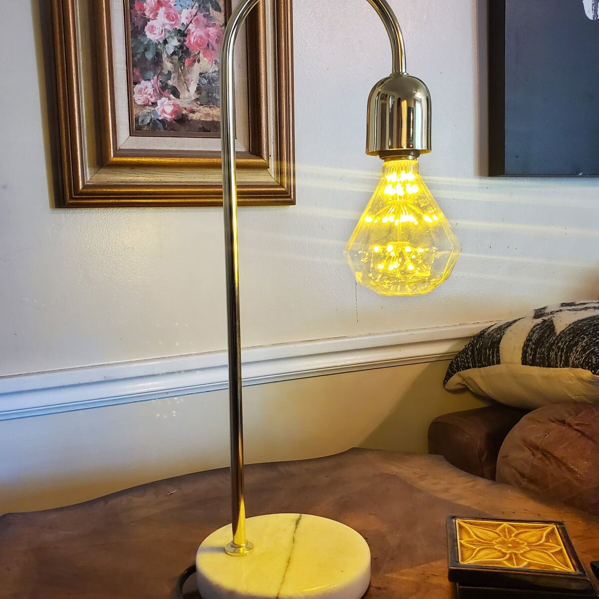 Modern Table Lamp | Brass / Gold + Marble Base