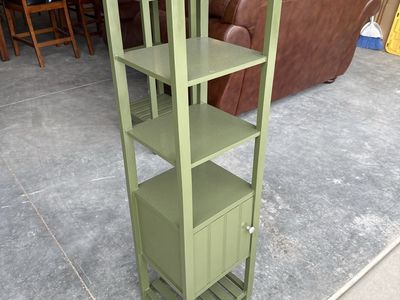 2 Green Wood Shelf units / Plant Stands