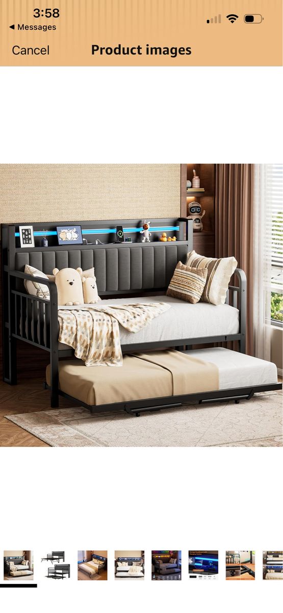 New Day Bed with Trundle and LED light - Twin
