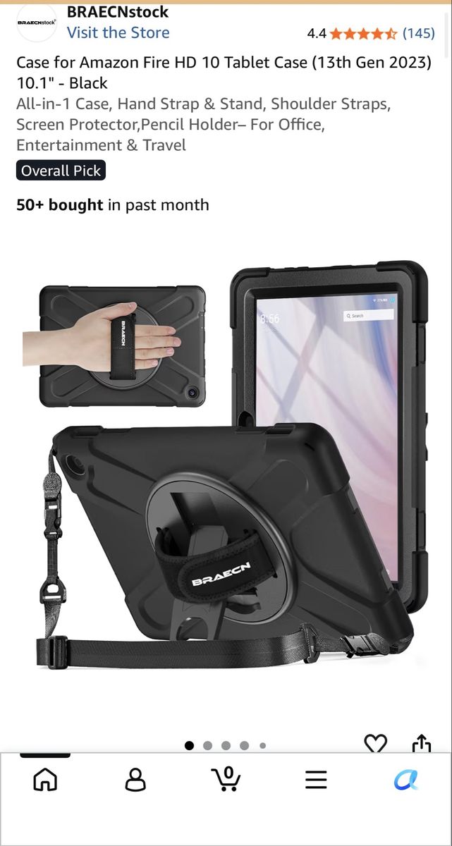 Brand New BRAECN Case for Amazon Fire HD 10 Tablet (13th Gen 2023) 10.1" - Black
