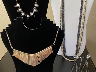 NEW! Choose From 3 Necklaces, 2 Pairs Earrings - Gold, Black, & White, Geometric, Layered Styles $8-$24