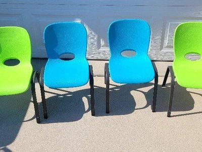 Lifetime Children's Plastic Stackable Chairs Set of 4 (Green & Blue)