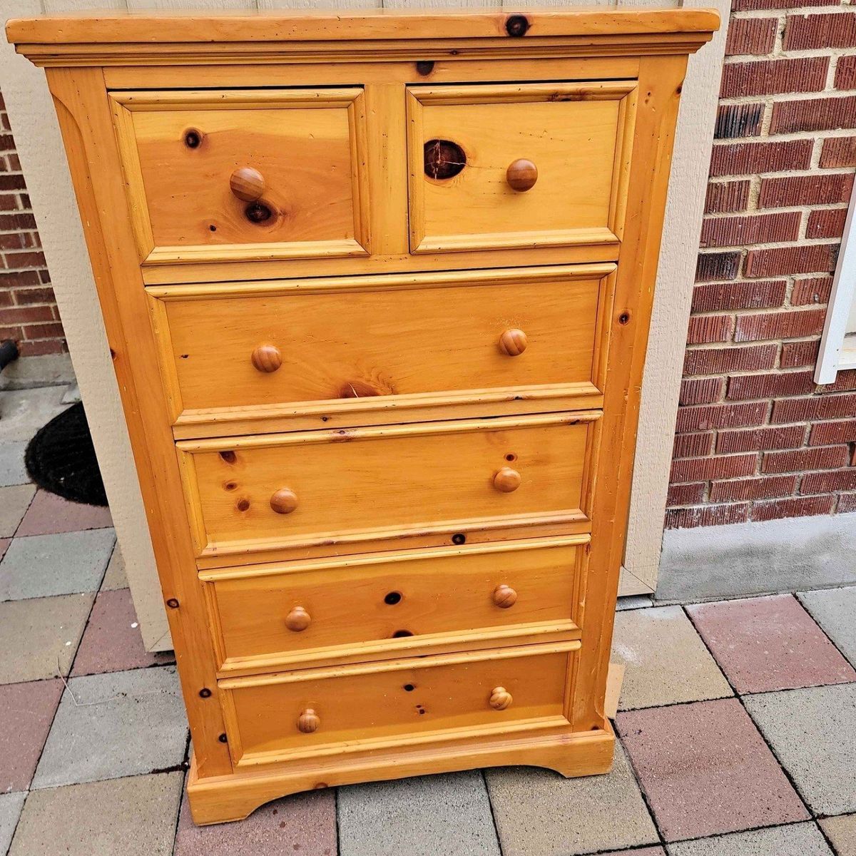 Tall 6 Drawer Solid Pine Wood Dresser