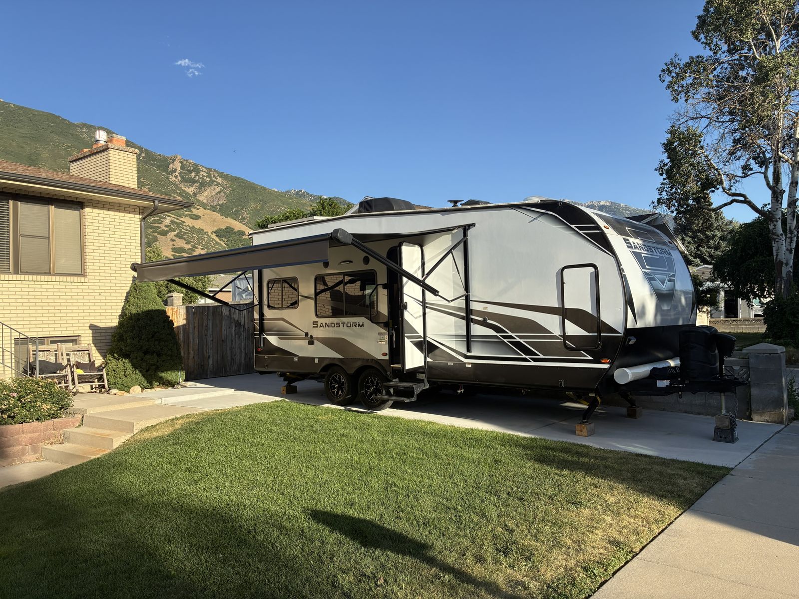 2023 Forest River Sandstorm Bumper Pull RV & Toy Hauler - Nearly New, Inverter Tech