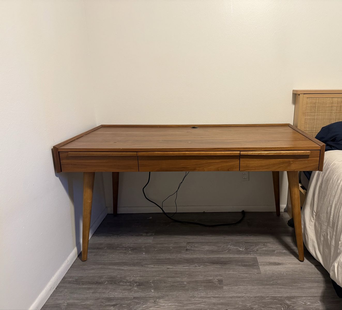 Crate & Barrel "Tate" 60" Walnut Desk with Built-in Power