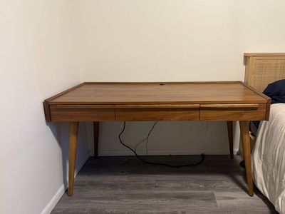 Crate & Barrel "Tate" 60" Walnut Desk with Built-in Power