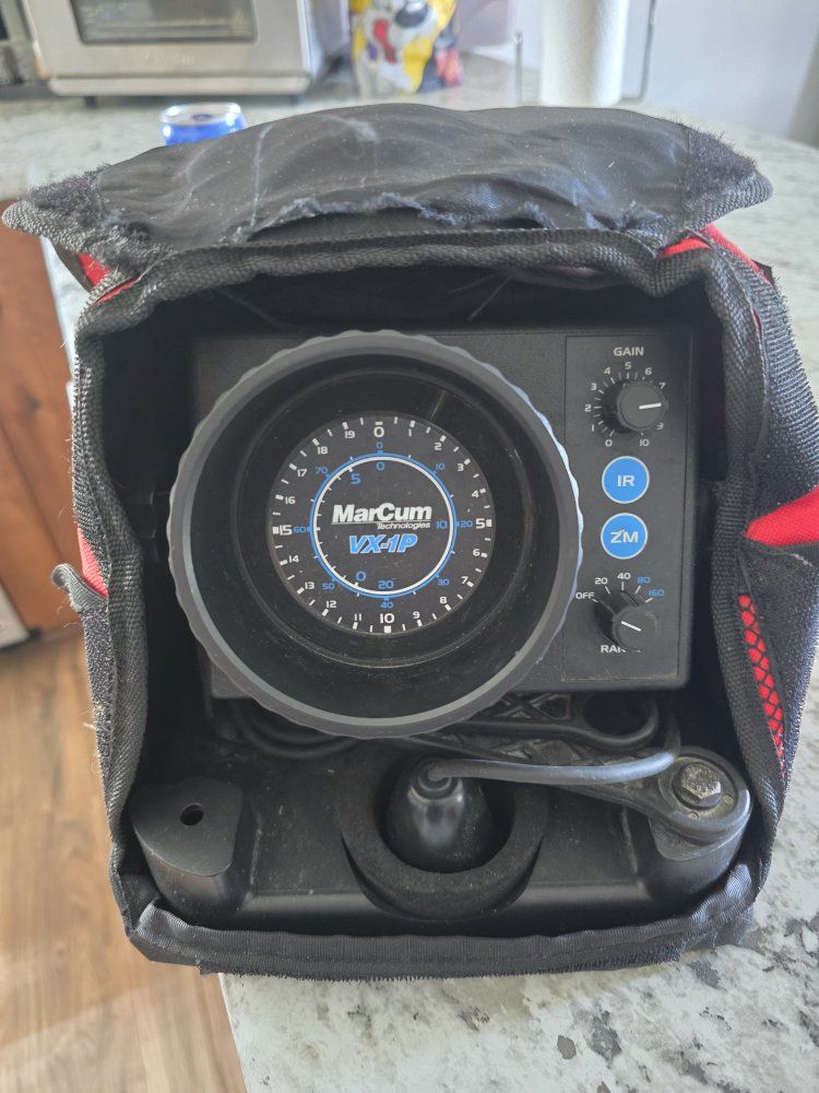 MarCum VX-1P Ice Fishing Sonar Flasher Fish Finder Unit with Carrying Case - Red/Black