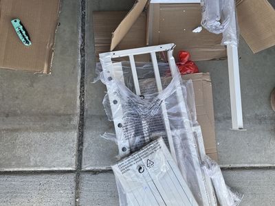 Unassembled White Metal Frame loft Bed - New in Packaging (damaged from warehouse)