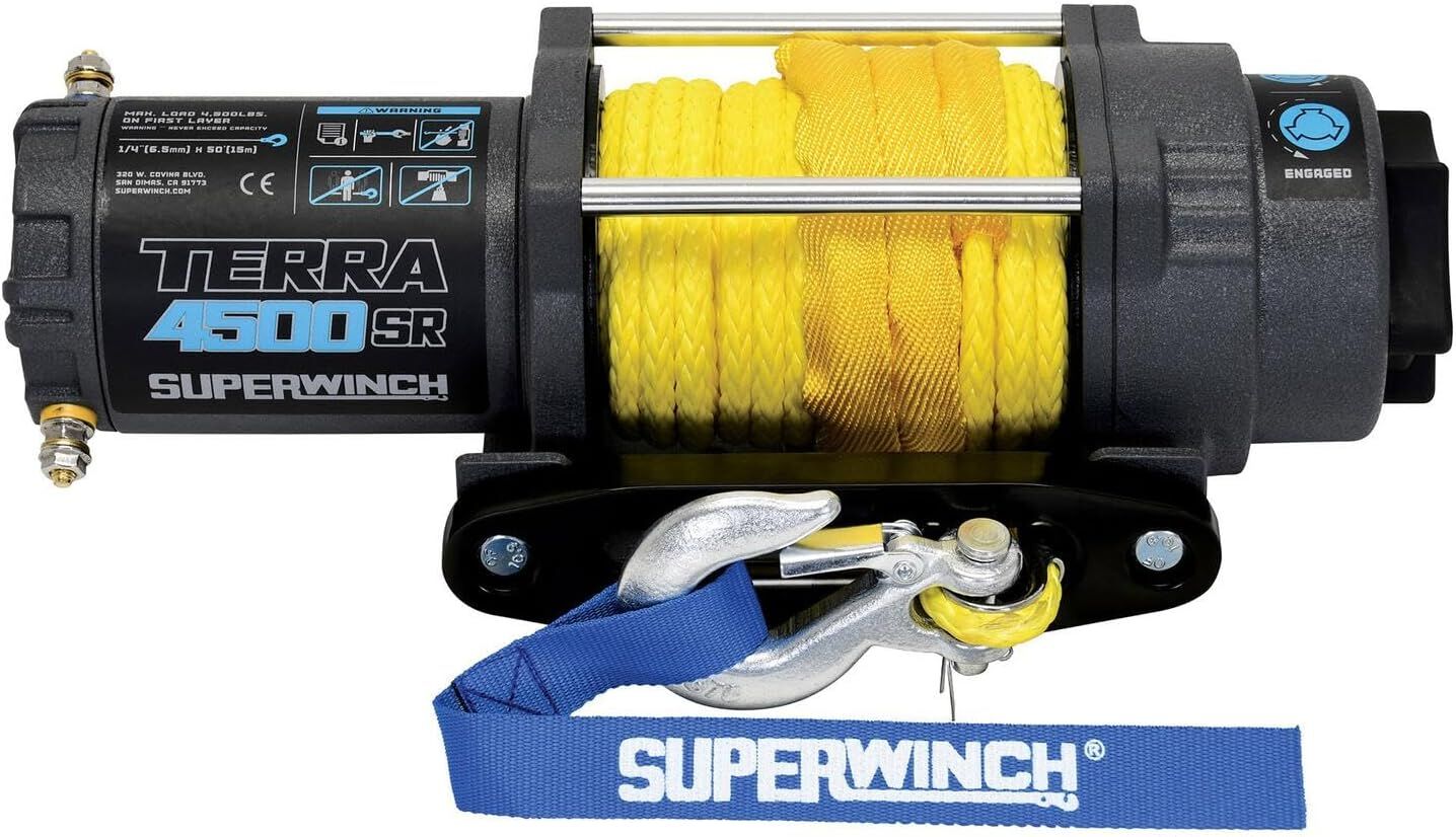 Superwinch 1145270 Terra 4500SR Powersports Winch 12V DC 4500lb 1/4in. X 50ft. Synthetic Rope
