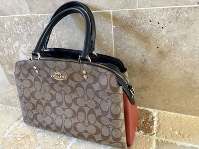 Coach Lillie Carryall Bag w/Colorblock Rust Orange