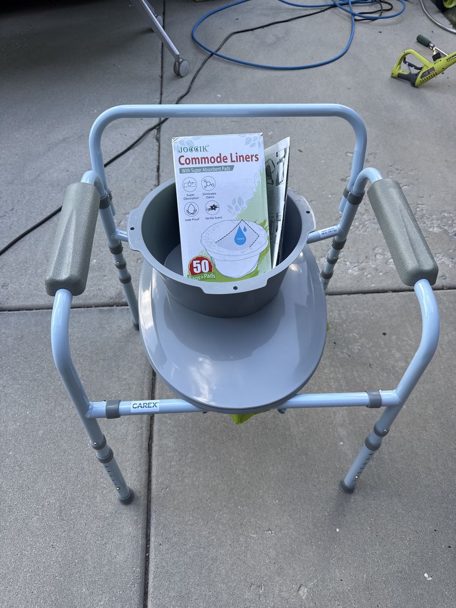 Carex Commode Chair with Joqgik Commode Liners (50 Count)