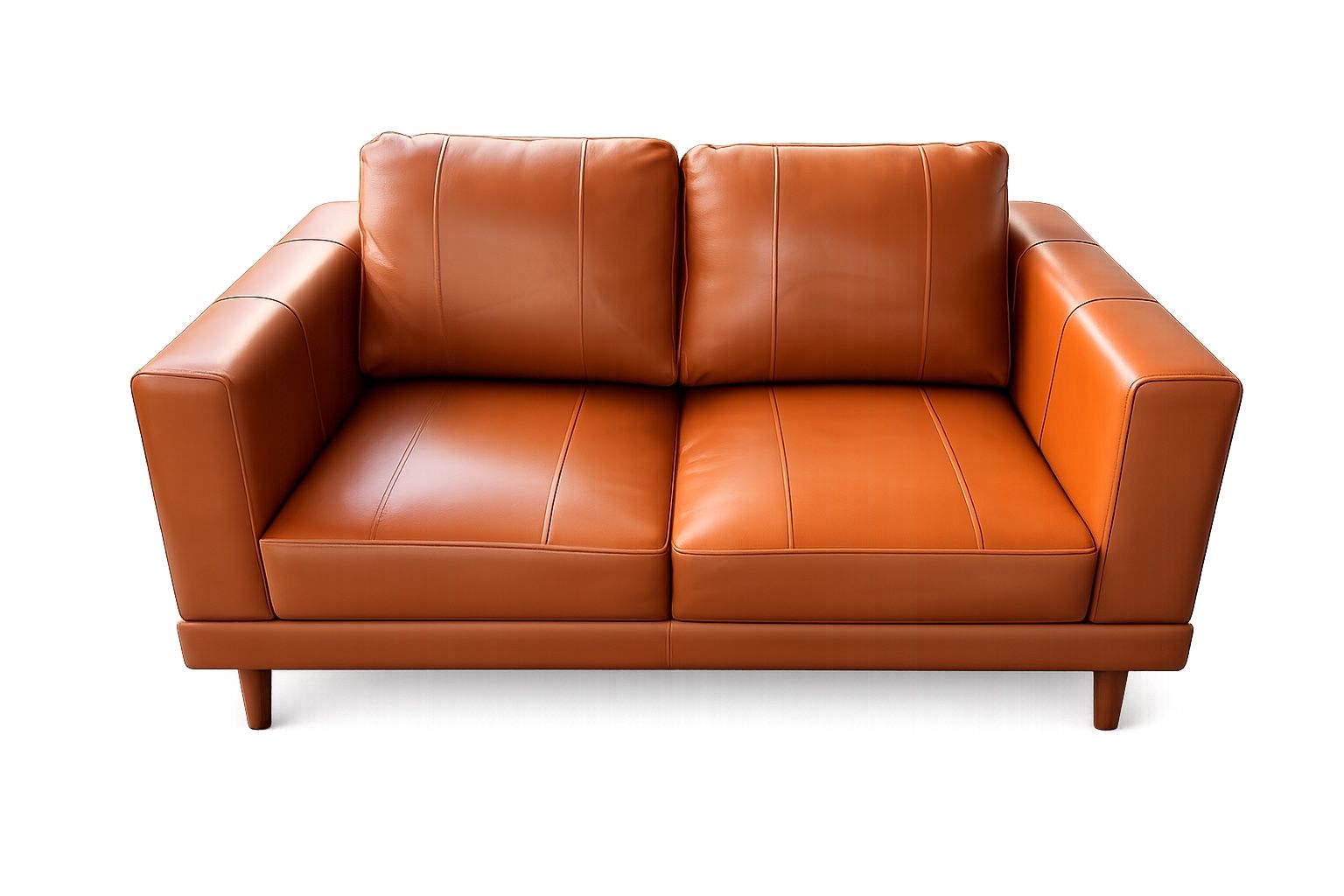 Modern Leather Loveseat Sofa 2-Seater with Wood Legs