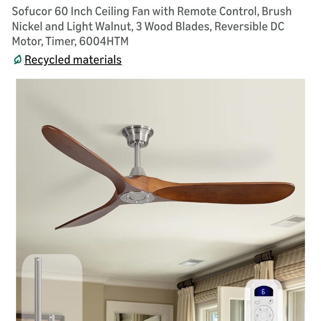 60 inch ceiling fan wooden blades and remote