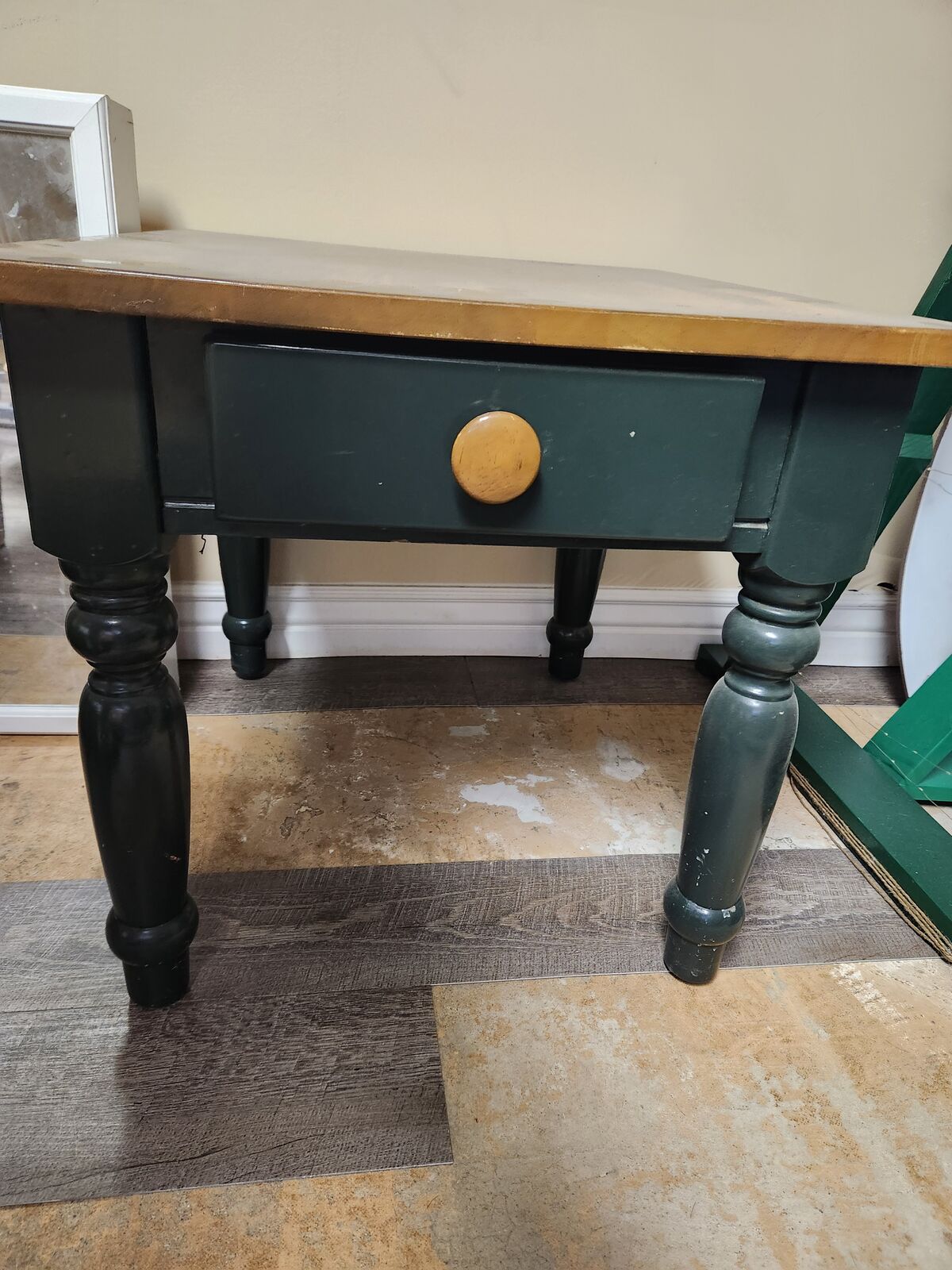 Rustic country style green end table