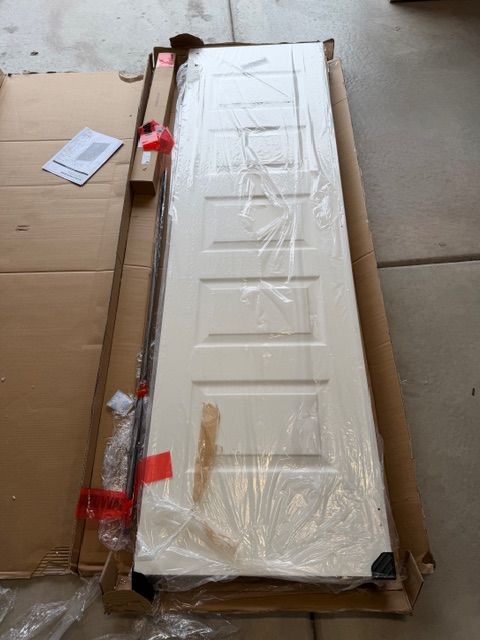 48" x 84" 5-lite sliding white paneled barn door closet